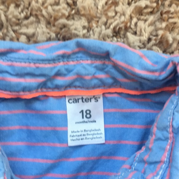 18m boys blue and coral button down shirt. - Picture 3 of 4